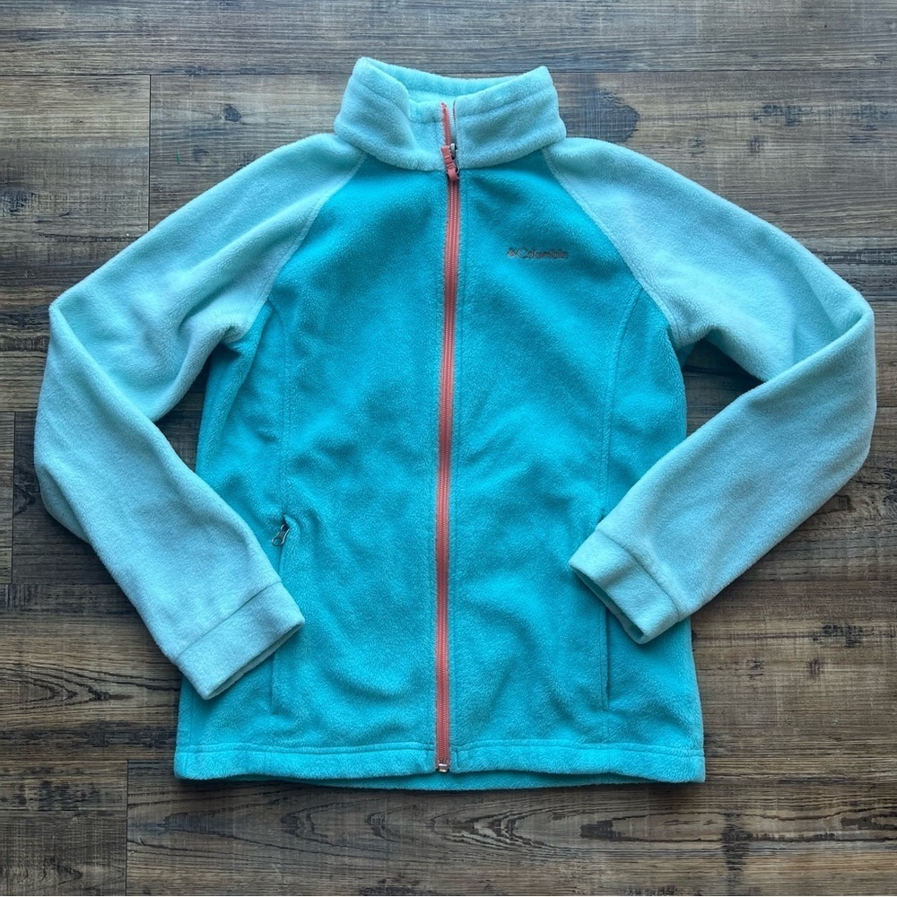 Columbia Girls Turquoise/Blue Full Zip Fleece Jacket Size Large (14/16)